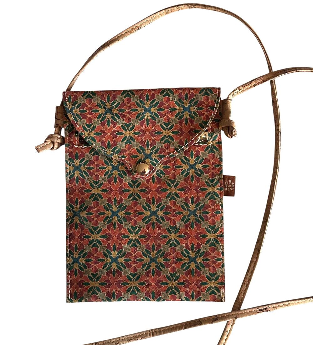 100% Natural Cork Crossbody Bag Floral Eco Friendly Unbranded Phone Purse